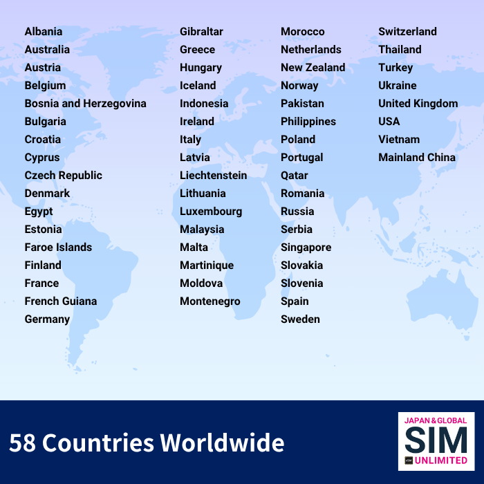58 Countries Worldwide