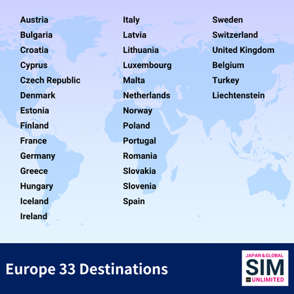 Europe 33 Destinations